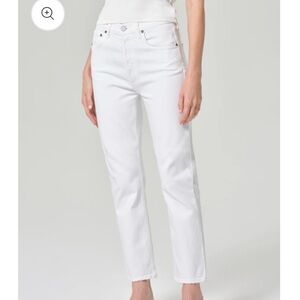 AGOLDE Riley High Rise Straight Crop White Denim